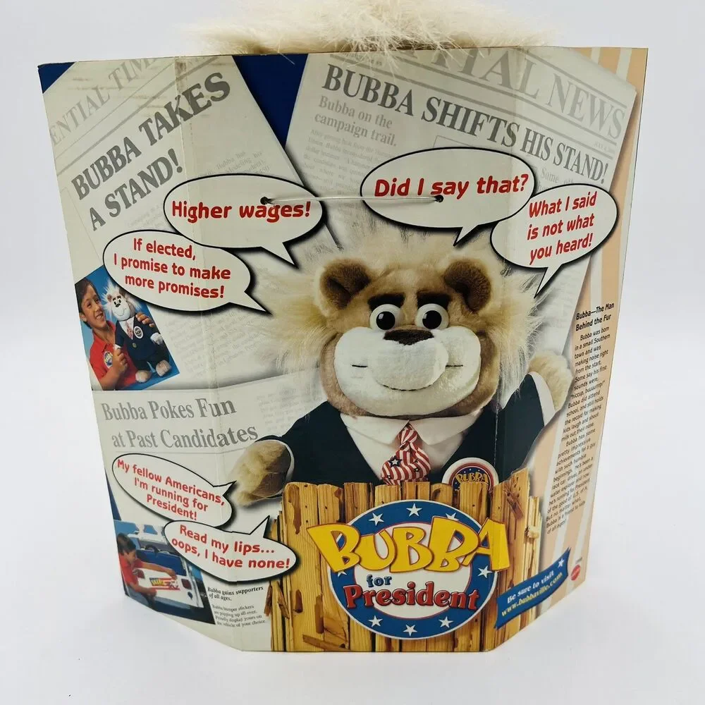 VTG Bubba For President Mattel Wisecrackin Talking Plush Bear Toy NOS NIB
